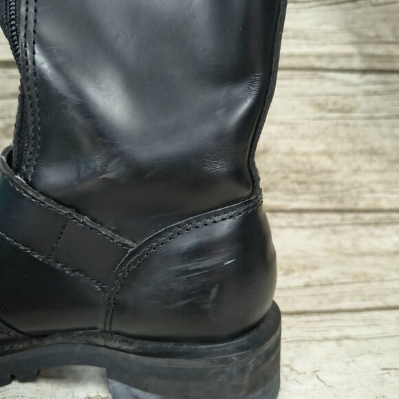 HARLEY DAVIDSON BOOTS- Vtg Biker Motorcycle Womens 6.5 Chunky 90s Black Leather - Picture 8 of 11